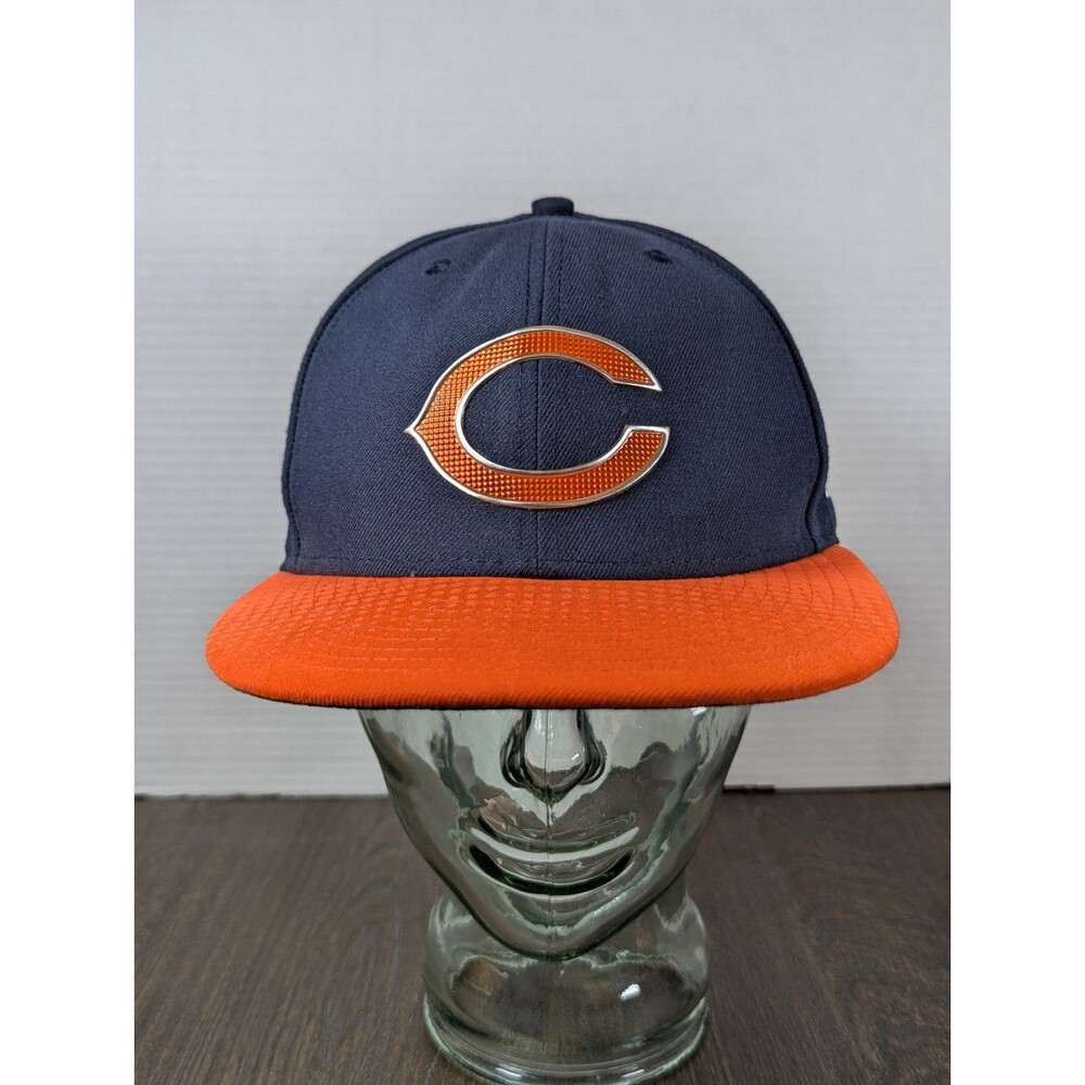 New Era NFL Chicago Bears Cap Fitted 7 1/2 Navy Under Bill Print 3D Logo RARE